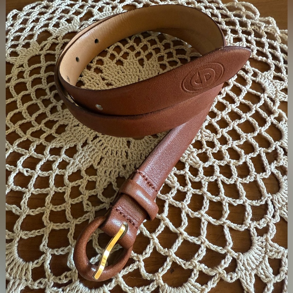 Dior Brown Leather Belt with Gold Buckle